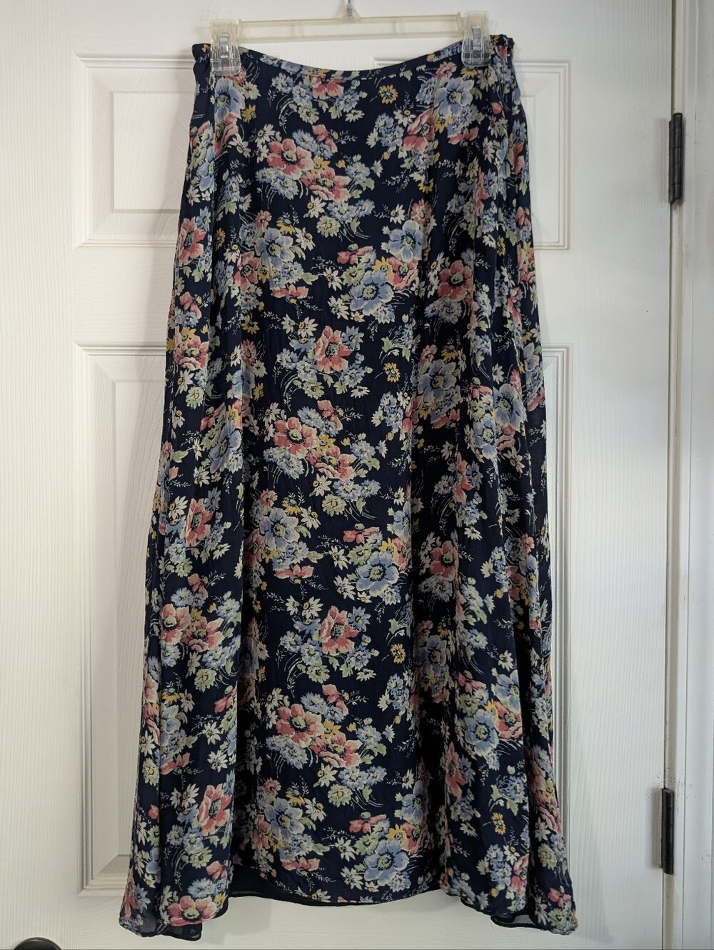 Vintage Lauren Ralph Lauren Navy Floral Maxi Skirt Size 8